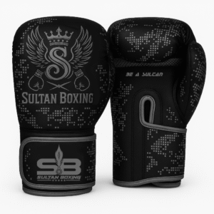 Sultan Boxing Premium Training Gloves – Black & Silver Edition