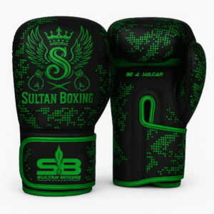 Sultan Boxing Premium Training Gloves – Black & Green Edition